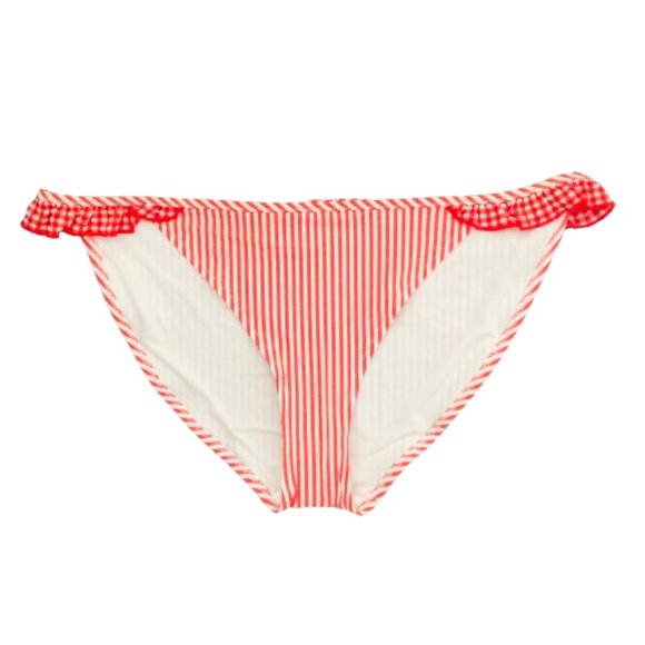 NWT - Aerie Ruffled Cloqué Bikini Bottom in Garnet Size M - Picture 3 of 12